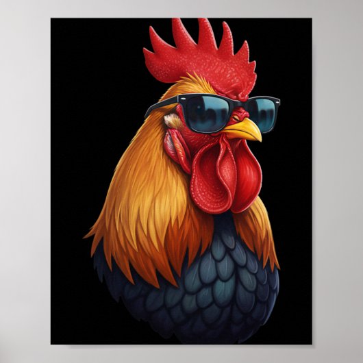 Kippenhok Baas Haan Met Zonnebril Poster (Voorkant)