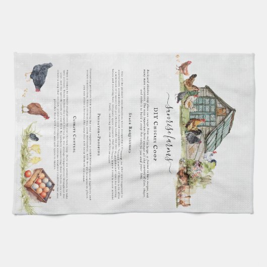 kippenhok | Rustiek Boerderij Monogram Theedoek (Horizontaal)