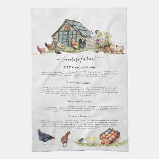 kippenhok | Rustiek Boerderij Monogram Theedoek (Verticaal)