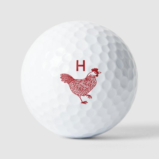 Kippenkip Monogram Initiaal Golfballen (Voorkant)