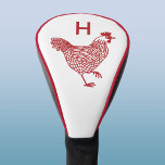 Kippenkip Monogram Initiaal Golfheadcover<br><div class="desc">Een rode kip voor pluimveeliefhebbers. Wijzig het monogram initiaal personaliseren. Originele kunst van Nic Squirrell.</div>