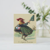 Kippenkip paashaas gekleurde eiermand feestdagenkaart (Staand voorkant)