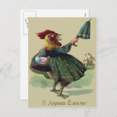 Kippenkip paashaas gekleurde eiermand feestdagenkaart (Voorkant / Achterkant)