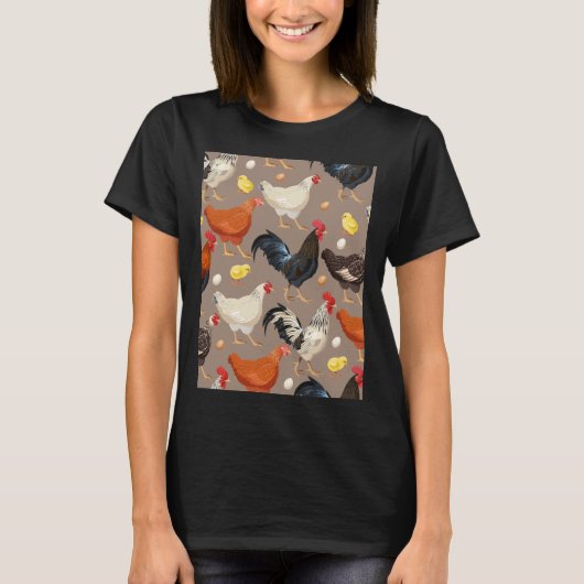 kippenkleurig patroon Actief T-shirt (Voorkant)