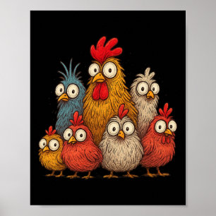 Kippenkunst Gekke Kippen Cadeaus Voor Mannen Vrouw Poster