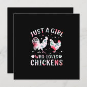 Kippenkunstmeisje dat van kippen houdt feestdagenkaart (Voorkant / Achterkant)