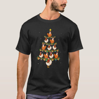 Kippenliefhebber Kerstboom Lichtjes Santa Kip  T-shirt