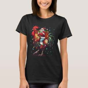 Kippenliefhebber Kerstmis Grappige Kerstman rijdt T-shirt