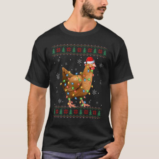 Kippenliefhebber Kerstverlichting Kerstman Lelijke T-shirt