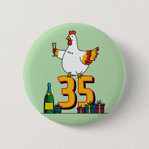 Kippenliefhebber Verjaardag 35e Hen Pet Poultry Ronde Button 5,7 Cm
