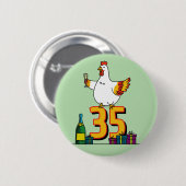 Kippenliefhebber Verjaardag 35e Hen Pet Poultry Ronde Button 5,7 Cm (Voorkant /achterkant)