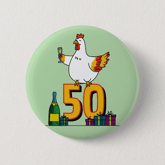Kippenliefhebber Verjaardag 50ste Hen Pet Poultry Ronde Button 5,7 Cm (Voorkant)