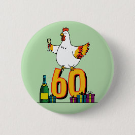 Kippenliefhebber Verjaardag 60ste Hen Pet Poultry Ronde Button 5,7 Cm