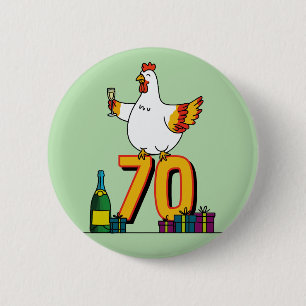 Kippenliefhebber Verjaardag 70ste Hen Pet Poultry Ronde Button 5,7 Cm
