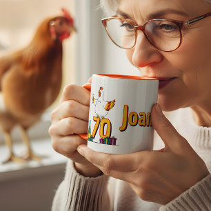 Kippenliefhebber Verjaardag 70ste Hen Pet Poultry Tweekleurige Koffiemok