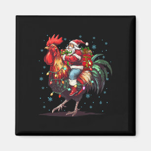 Kippenliefhebber Xmas Funny Santa Riding Chicken C Magneet