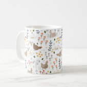 Kippenliefhebbers Boerderij Meisje Bloemen Gift Ma Koffiemok (Voorkant links)