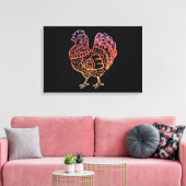  kippenlineart canvas afdruk (Insitu (Woonkamer))