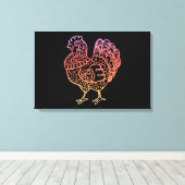  kippenlineart canvas afdruk (Insitu (Houten vloer))