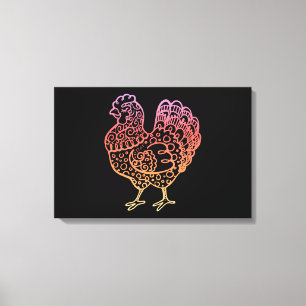 kippenlineart canvas afdruk