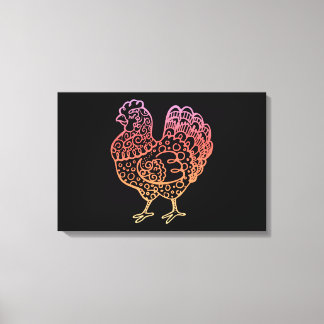 kippenlineart canvas afdruk