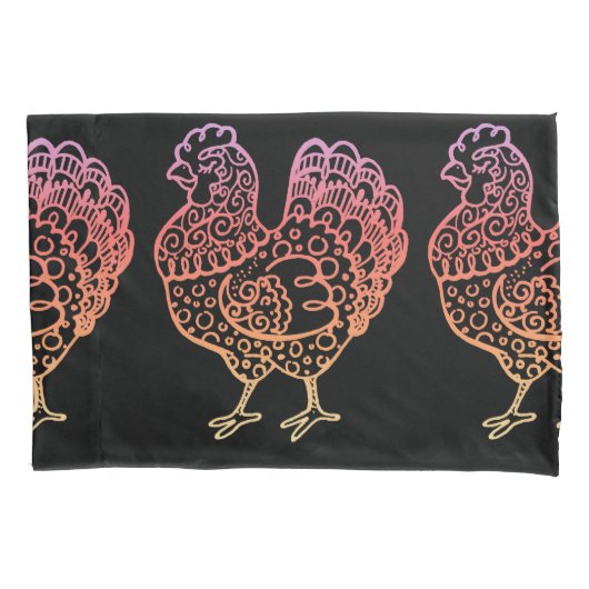  kippenlineart kussensloop (Voorkant)