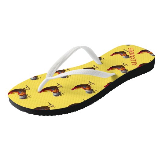 Kippenluik Persoonlijk Leuk Geel Teenslippers (Schuin)