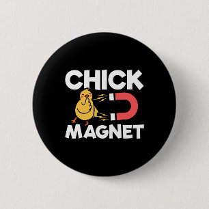 Kippenmagneet Paas Kuikens Grap Fun Kippen grap  Ronde Button 5,7 Cm