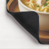 Kippennoedelsoep op een geplette deken muismat (Hoek)