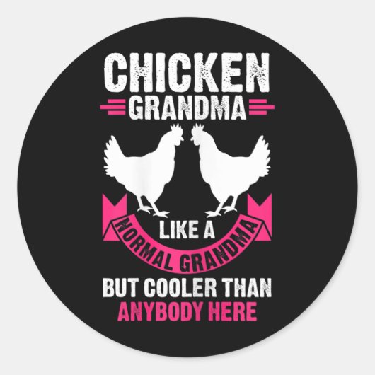 Kippenoma Grootmoeder Als Een Gewone Grootmoeder M Ronde Sticker (Voorkant)