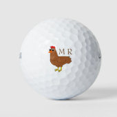 Kippenontwerp monogram golfballen (Voorkant)