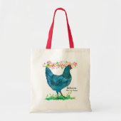 Kippenperzik Bloesems Blauwe Hen Vogel Tote Bag (Voorkant)