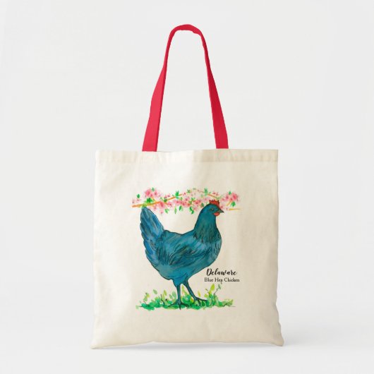 Kippenperzik Bloesems Blauwe Hen Vogel Tote Bag (Voorkant)