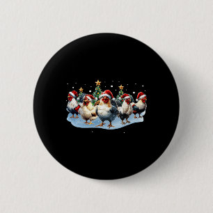 Kippenploeg Boerderij Kerstverlichting Kerstman Ho Ronde Button 5,7 Cm