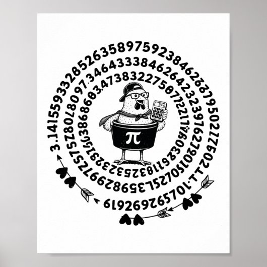 Kippenpot Holding Calculator Wiskundeleraar Pi-dag Poster (Voorkant)