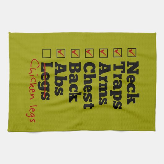 Kippenpoten body building theedoek (Horizontaal)