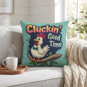 Kippenpret Tijd Leuke Kip Illustratie Kussen