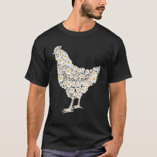 Kippenprint van witte madeliefjes - boer boerderij t-shirt
