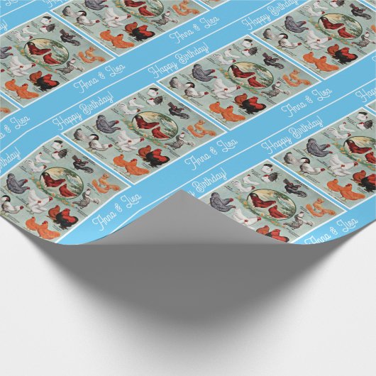  kippenrassen Patroon Verjaardag Cadeaupapier (Hoek)