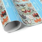  kippenrassen Patroon Verjaardag Cadeaupapier (Rol Hoek)