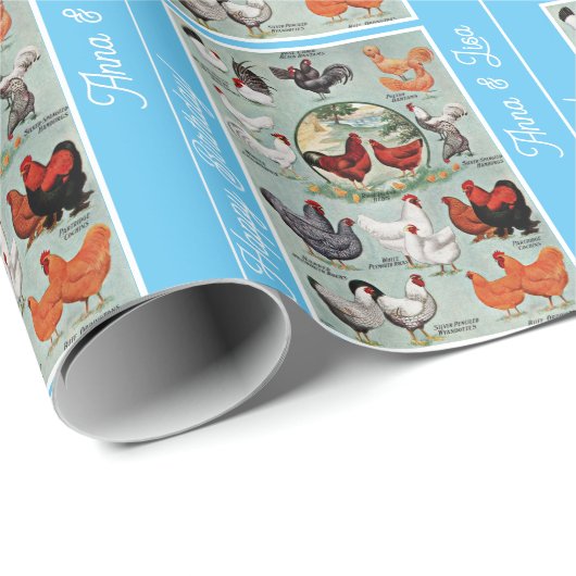  kippenrassen Patroon Verjaardag Cadeaupapier (Rol Hoek)