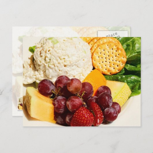 Kippensalade met vruchten en kraakbedekking briefkaart (Voorkant / Achterkant)