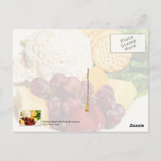 Kippensalade met vruchten en kraakbedekking briefkaart (Achterkant)