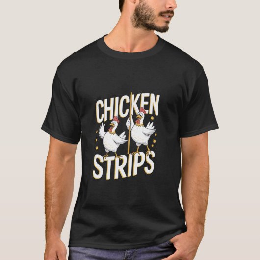 Kippenstrips Grappig Dansen T-shirt (Voorkant)
