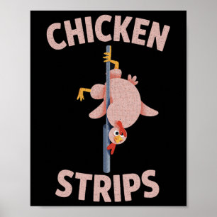 Kippenstrips Grappige Sufdansende Kip Barbecue Poster