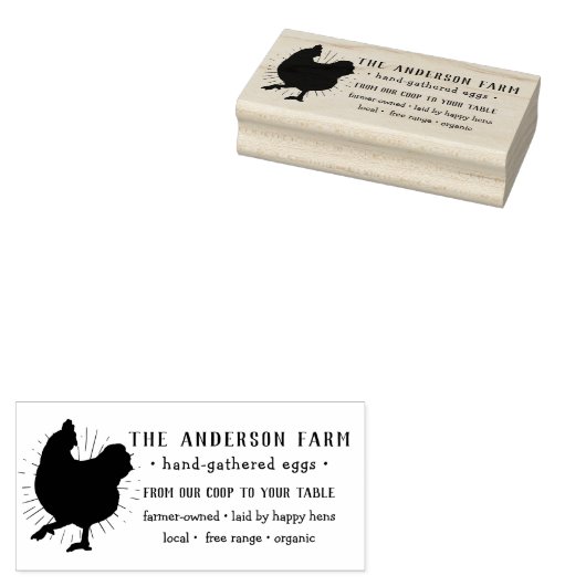 kippentekening | Boerderij van het gezin Verse ei Rubberstempel (Gestempeld)