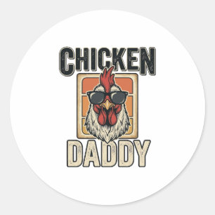 Kippenvader grappige haan vintage vector shirt_1 ronde sticker