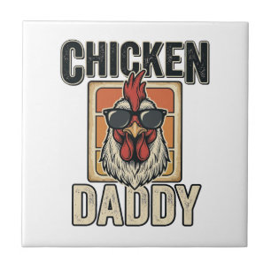 Kippenvader grappige haan vintage vector shirt_1 tegeltje