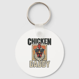 Kippenvader grappige haan vintage vector T-shirt_1 Sleutelhanger