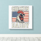 Kippenvader Vintage Haan Patriottisch Canvas Afdruk (Insitu (Houten vloer))